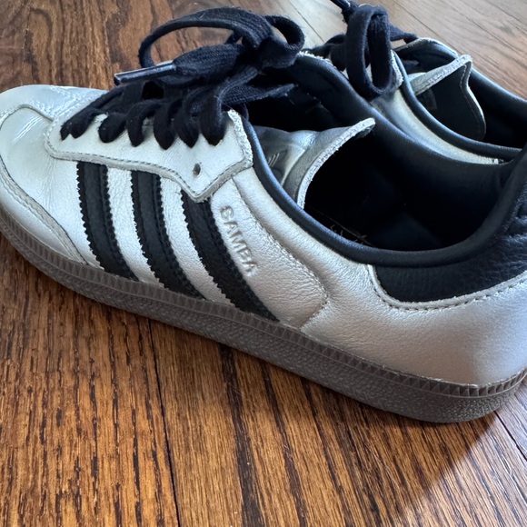 Adidas Silver and Black Women's Sambas Sneakers - Picture 4 of 6